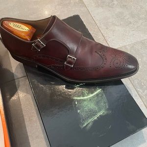 magnanni leather monk strap brogue shoes 10.5